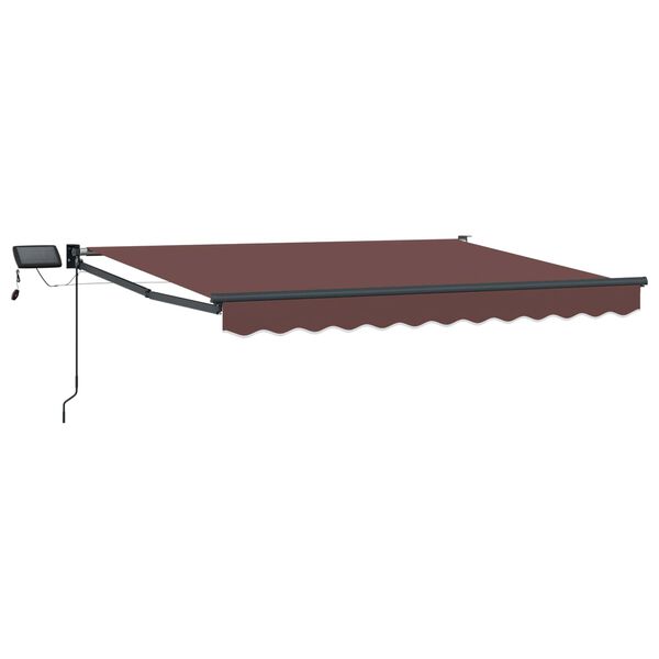 vidaXL Manual Retractable Awning with LEDs Brown 3 x 2.5 m