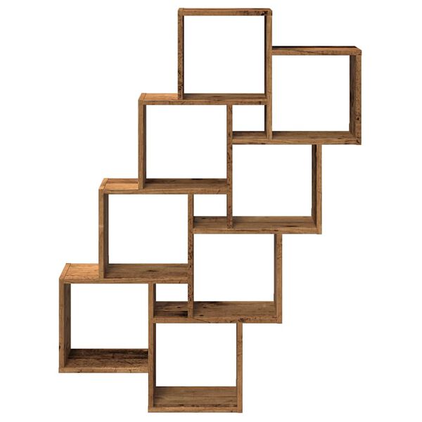 vidaXL Wall Cube Shelf Old Wood 90x15x119.5 cm Engineered Wood