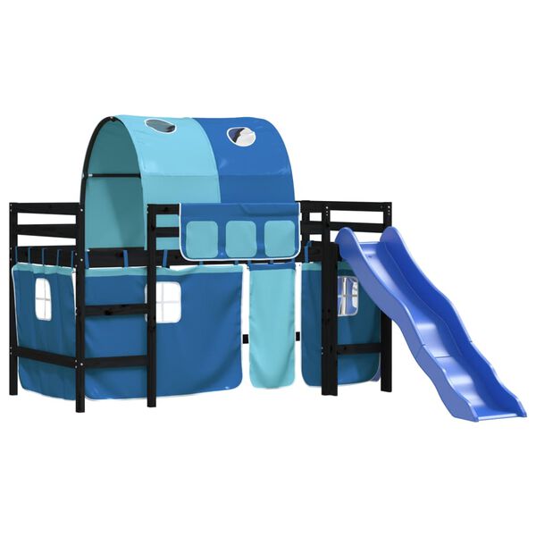 vidaXL Kids' Loft Bed with Tunnel without Mattress Blue 90x200 cm