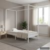 vidaXL Canopy Bed Frame without Mattress White Solid Wood 100x200 cm