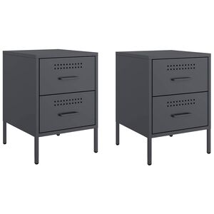 vidaXL Bedside Cabinets 2 pcs Anthracite 36x39x50,5 cm Steel