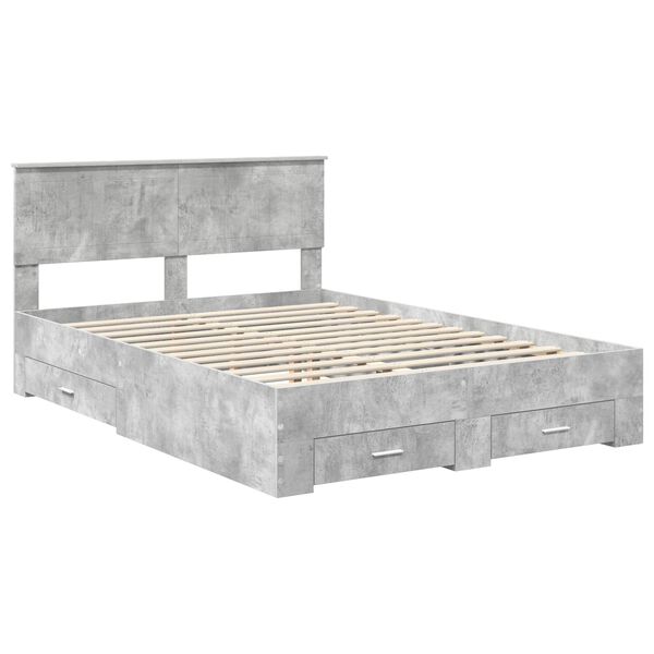 vidaXL Bed Frame Concrete Grey 140 x 200 cm Engineered Wood