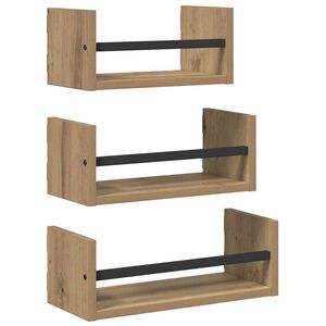 vidaXL Wall Shelf Set with Shelf 3 pcs Artisan Oak 40 x 16 x 14 cm