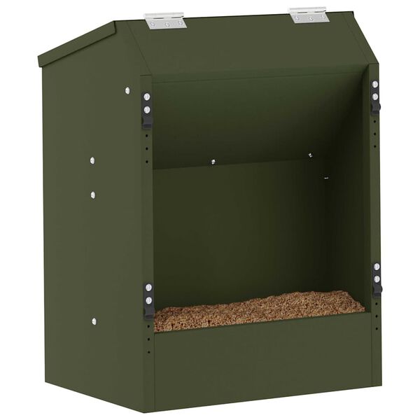 vidaXL Rabbit Feeder Olive Green 33.5 x 25.5 x 45.5 cm
