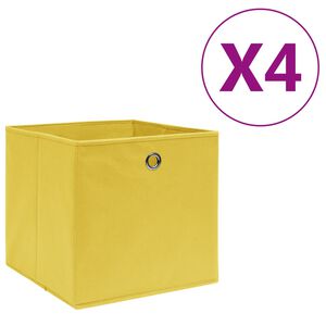 vidaXL Storage Box | Set of 4 | Yellow | Non-woven fabric | 28 cm | Foldable
