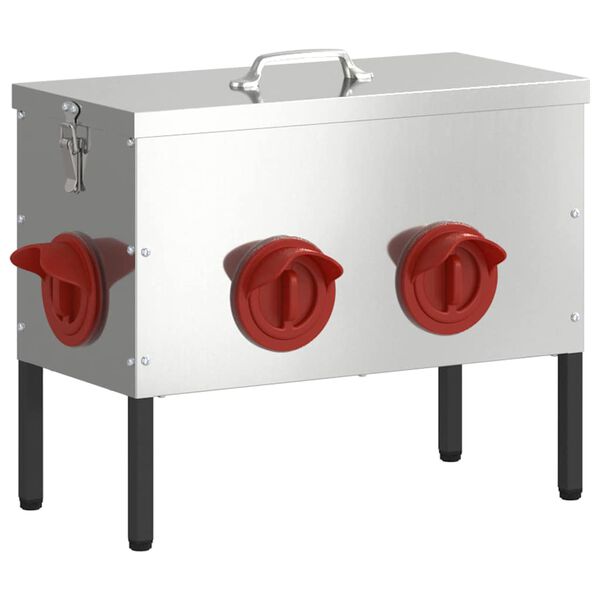 vidaXL Chicken Feeder 2 pcs Silver 41.5 x 20.5 x 33 cm