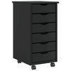 vidaXL Rolling Cabinet with Drawers "MOSS" Black Solid Wood Pine