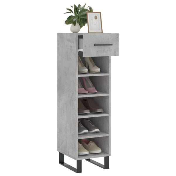vidaXL Shoe Cabinet Concrete Grey 30x35x105 cm Engineered Wood