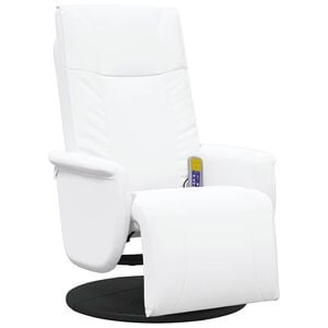vidaXL Massage Recliner Chair with Footrest White Faux Leather