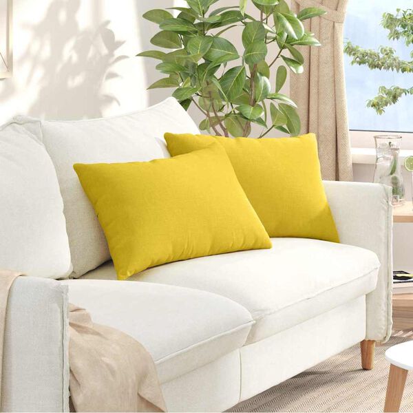 vidaXL Sofa Pillows 2 pcs Light Yellow 60 x 40 cm Fabric