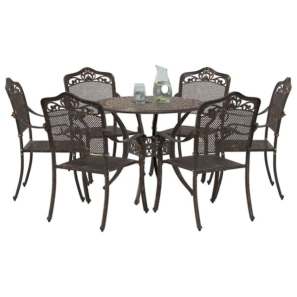 vidaXL Garden Dining Set 7 pcs Bronze Aluminium