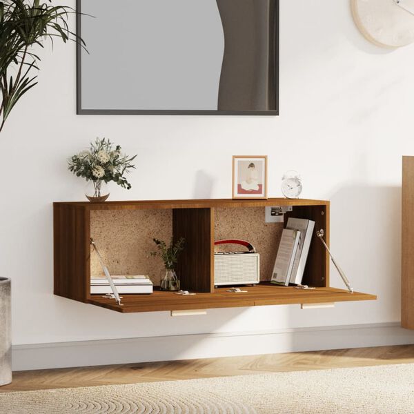 vidaXL Wall Cabinet Brown Oak 100x36.5x35 cm Engineered Wood