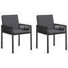 vidaXL Garden Chairs 2 pcs Black and Dark Grey Poly Rattan