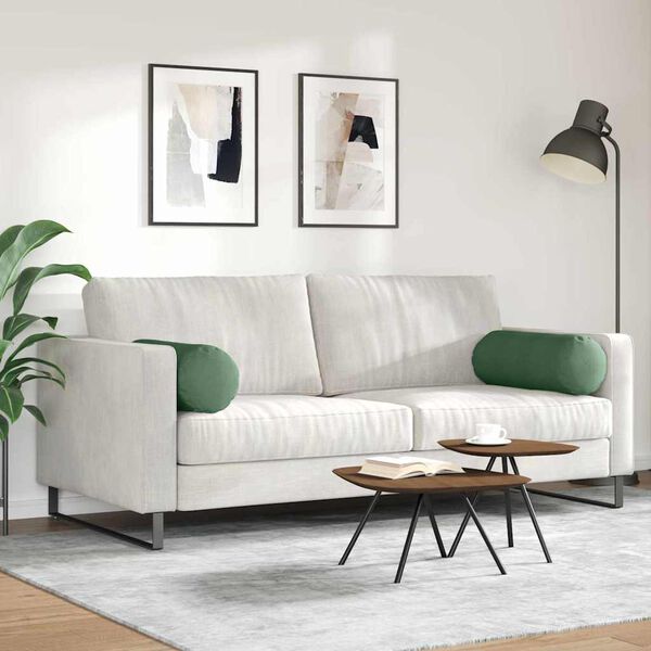 vidaXL Bolster Pillows 2 pcs Dark Green Ø 25 x 70 cm Corduroy Fabric