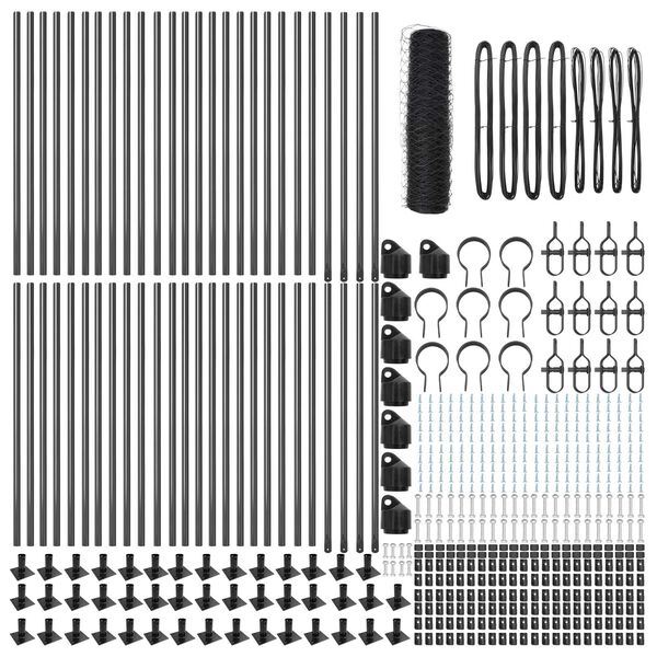 vidaXL Fence Post Grey 100 x 0.4 m (50 mm mesh) Steel and PVC