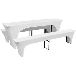 vidaXL Table Cover | Set of 3 | White | Polyester 90%, Elastane 10%
