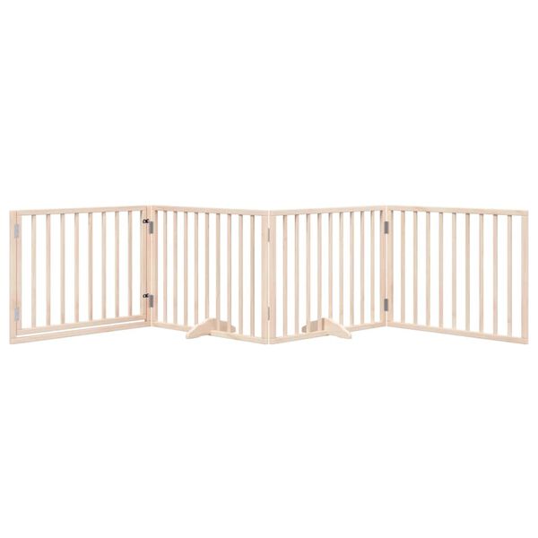 vidaXL Dog Gate with Door Foldable 4 Panels 320 cm Poplar Wood