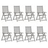 vidaXL Garden Reclining Chairs 8 pcs Grey Solid Acacia Wood