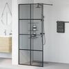 vidaXL Walk-in Shower Wall Black 90 x 195 cm Tempered Glass