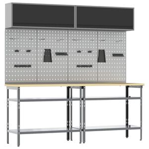 vidaXL Work Bench Set 8 pcs Black and Grey 200 x 55 x 200 cm Steel