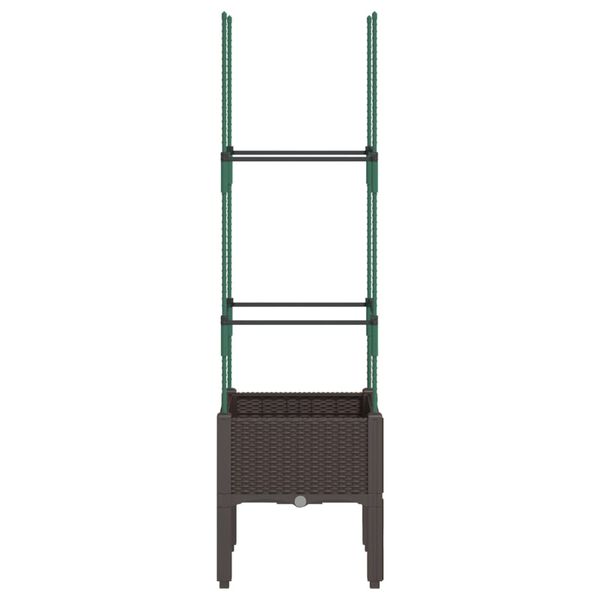 vidaXL Garden Planter with Trellis Brown 40x40x142.5 cm PP