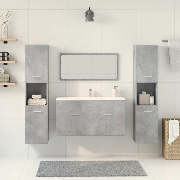 vidaXL 4 Piece Bathroom Furniture Set Concrete Grey Engineered Wood
