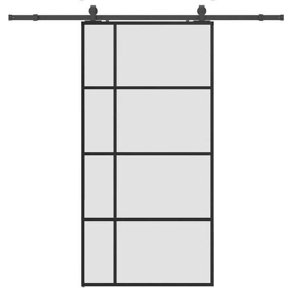 vidaXL Sliding Door with Hardware Set Black 102.5x205 cm ESG Glass