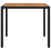 vidaXL Garden Table 90x90x75 cm Poly Rattan and Acacia Wood Black