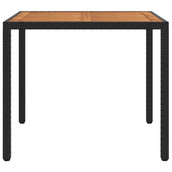vidaXL Garden Table 90x90x75 cm Poly Rattan and Acacia Wood Black