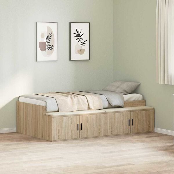 vidaXL Bed Frame with Drawer Sonoma Oak 90 x 200 cm Engineered Wood