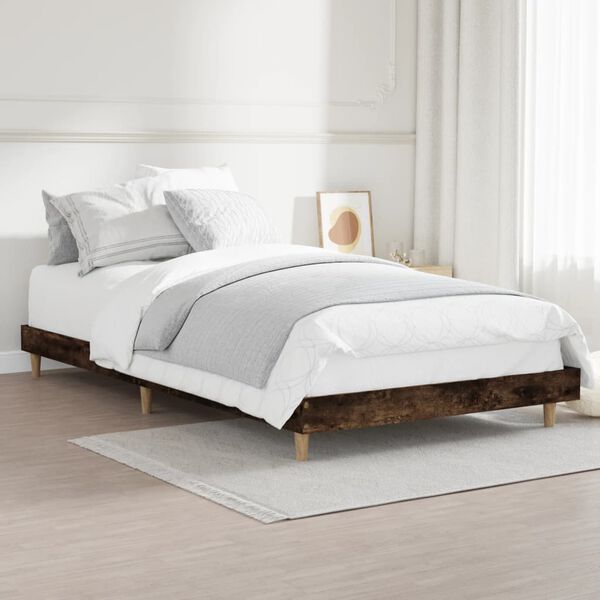 vidaXL Bed Frame without Mattress Smoked Oak 90x190 cm Single Engineered Wood