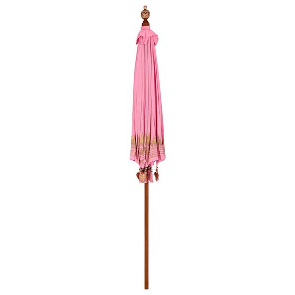 vidaXL Balinese Parasol Pink 215 x 215 x 260 cm Cotton and Wood