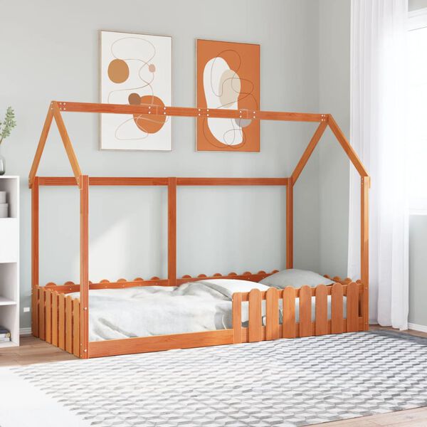 vidaXL Kids' House Bed Frame without Mattress Wax Brown 90x200 cm