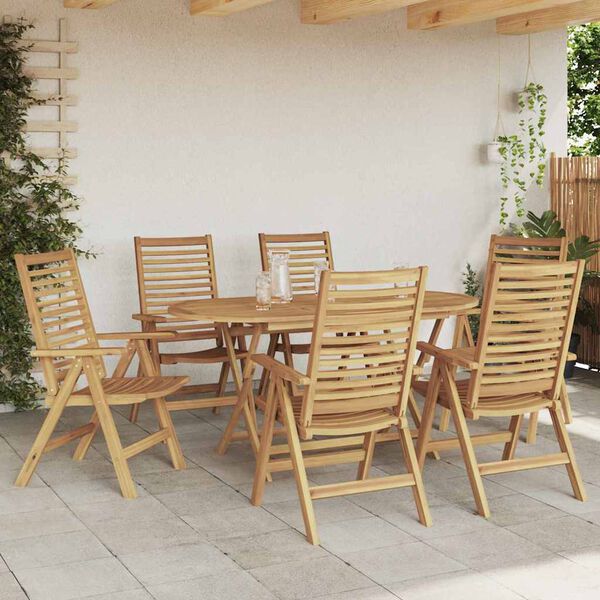 vidaXL Garden Dining Set 7 pcs Brown Solid teak wood