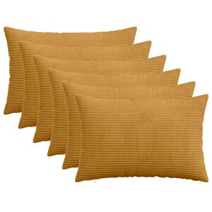vidaXL Cushion Cover 6 pcs HEERLEN Yellow 30 x 50 cm Corduroy