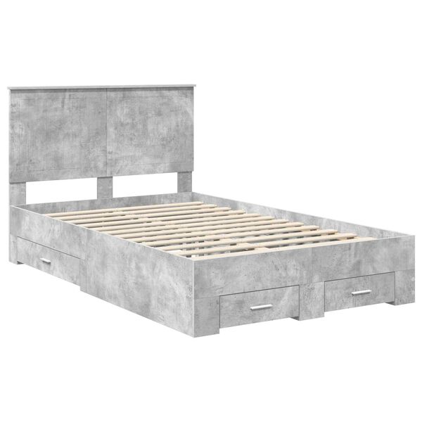 vidaXL Bed Frame Concrete Grey 120 x 190 cm Engineered Wood