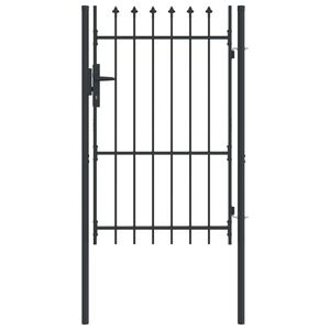 vidaXL Fence Gate with Lock Grey 103 x 200 cm Powder-Coated Steel