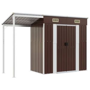 vidaXL Garden Shed with Extended Roof Brown 277x107x181 cm Steel