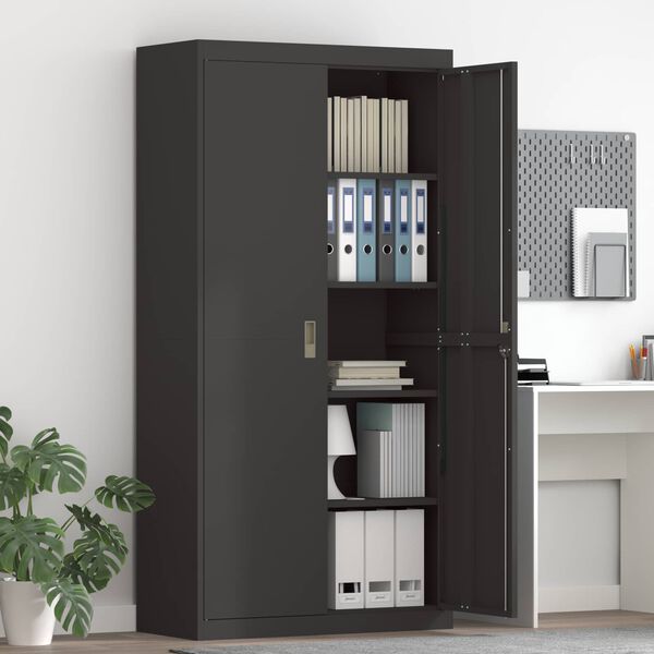 vidaXL Storage Cabinet 2 pcs Black 90 x 40 x 180 cm Cold-Rolled Steel