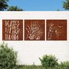 vidaXL Garden Wall Decorations 3 pcs 55x55 cm Corten Steel Grass Design