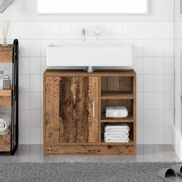 vidaXL Bathroom Cabinet Old Wood 63 x 29 x 55 cm Engineered wood