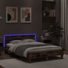 vidaXL Bed Frame with LED without Mattress Smoked Oak 120x200 cm