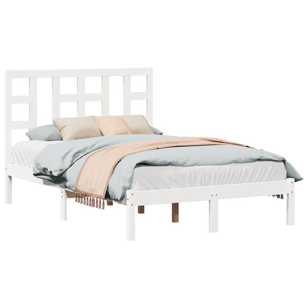 vidaXL Bed Frame without Mattress White 120x190 cm Small Double Solid Wood
