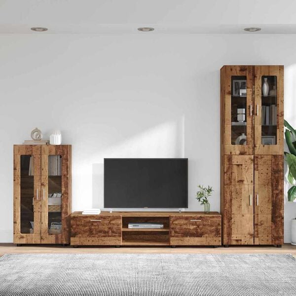 vidaXL TV Cabinet Set with Drawer FLORIN Old Wood Engineered Wood