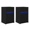 vidaXL LED Bedside Cabinet with Drawer 2 pcs Black oak 38 x 34 x 61 cm