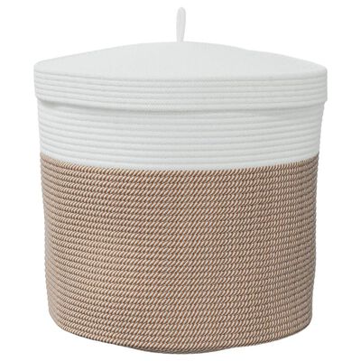 vidaXL Storage Basket with Lid Brown and White Ø40x35 cm Cotton