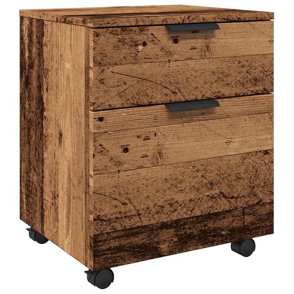 vidaXL Mobile File Cabinet with Wheels Old Wood 45x38x54 cm Engineered Wood