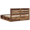 vidaXL Bed Frame with Headboard Old Wood 200 x 200 cm Solid Pine Wood
