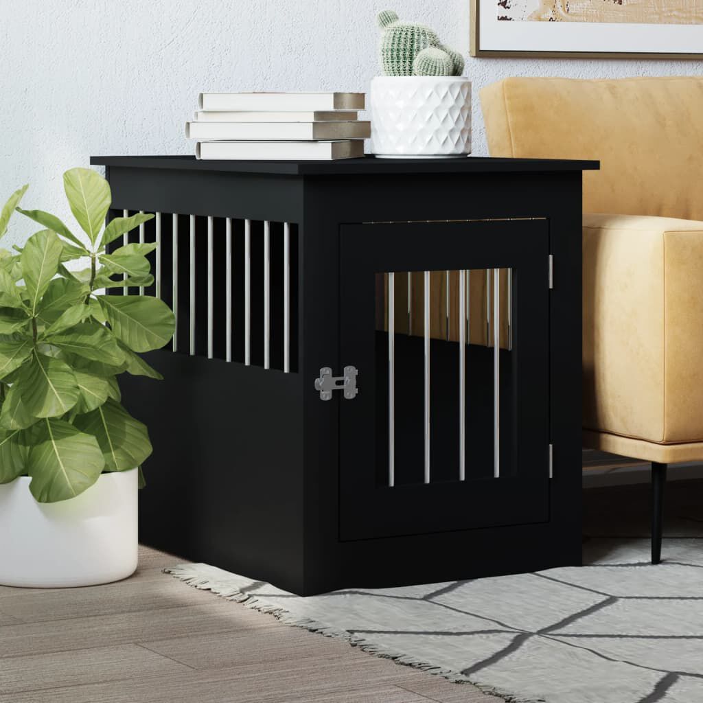 Black dog crate end table clearance