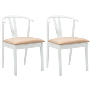 vidaXL Dining Chair 2 pcs White and Brown Solid Rubber Wood